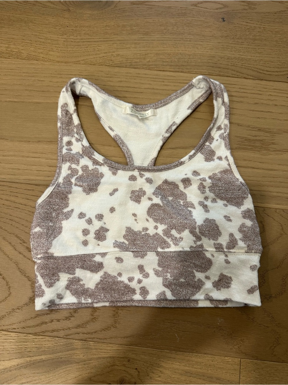 Z Supply Cream and Light Brown Speckled sleep bra